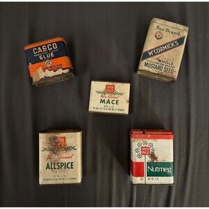 Vintage Spice Tins Lot Of 5: Casco, Ann Page, Bee Brand McCormick